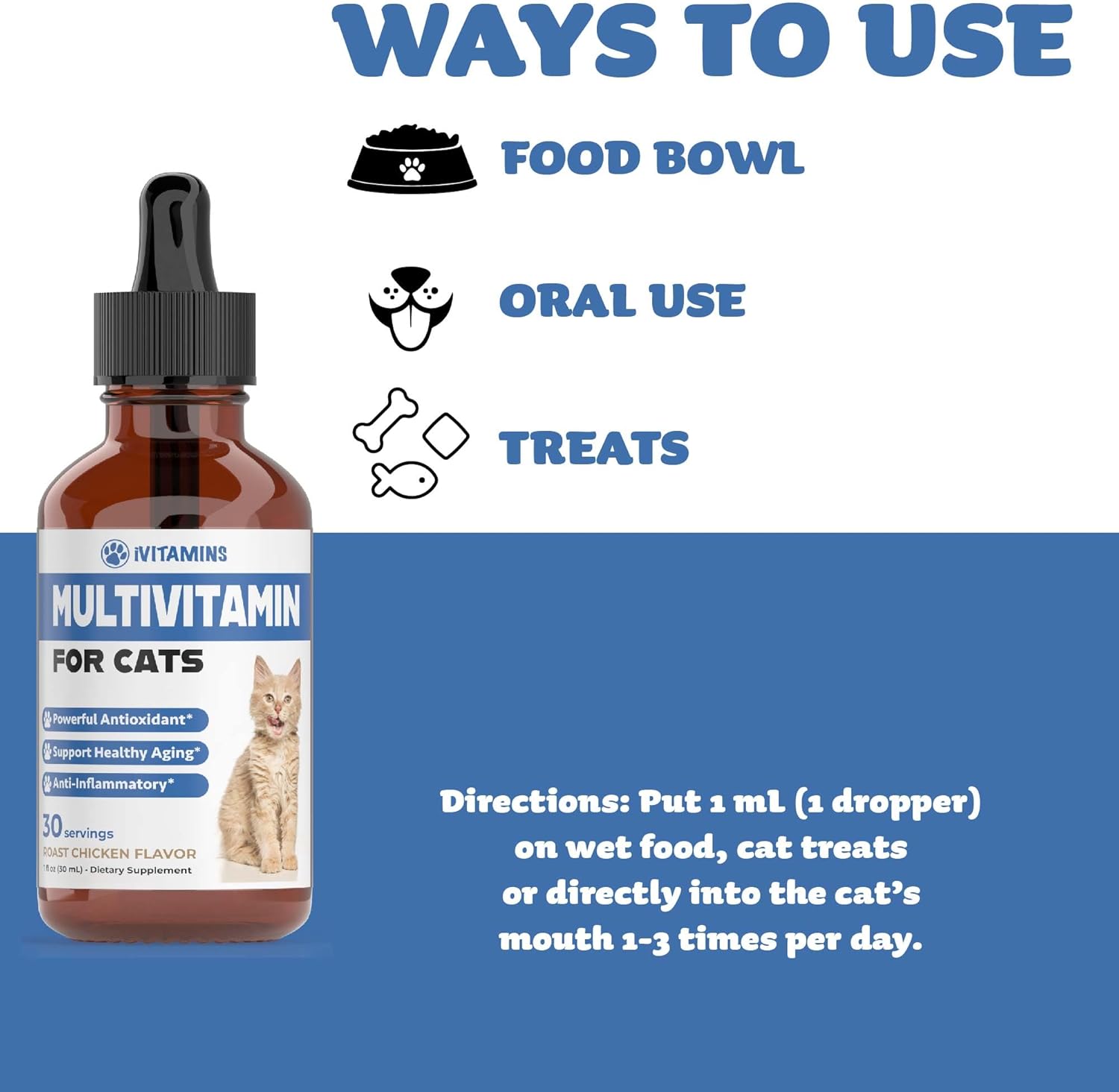 Cat Multivitamin - Supports Immune Health, Skin, Coat, Heart Health & More - Ivitamins
