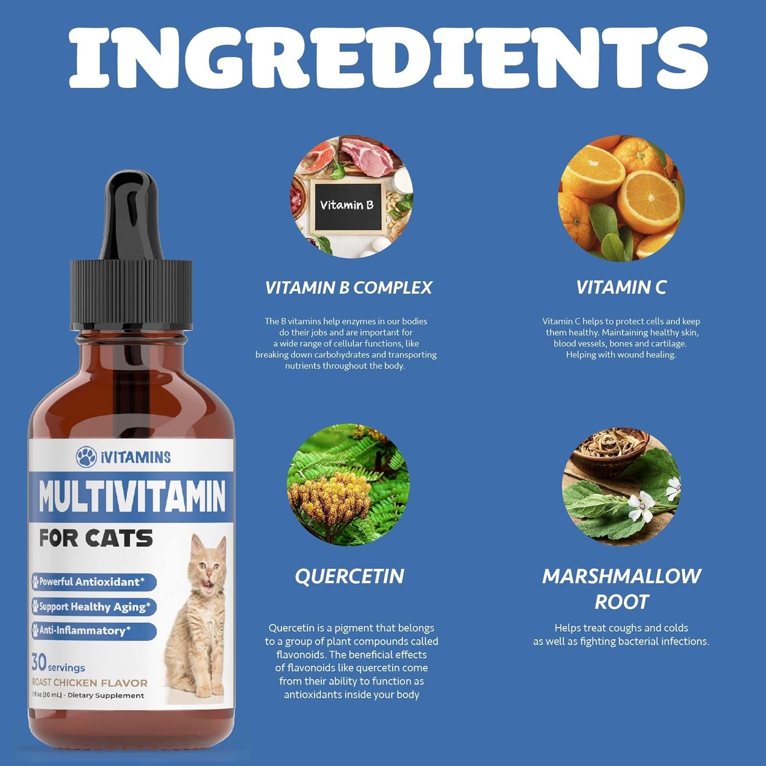 Cat Multivitamin - Supports Immune Health, Skin, Coat, Heart Health & More - Ivitamins